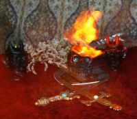 czaszka rytualna z intencją podczas sesji